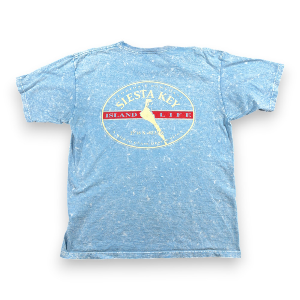 Vintage Florida Keys Shirt Adult MEDIUM Blue Acid Wash Siesta Island USA 90s